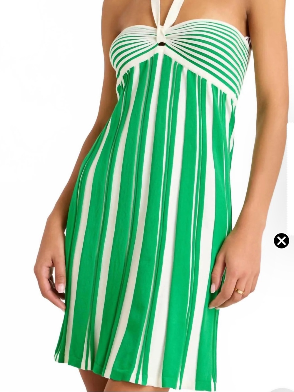 Amanda Uprichard Green & White Striped Halter Mini Dress - Picture 4 of 7
